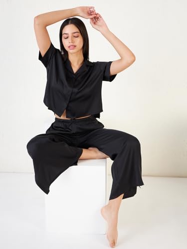 Sweet Dreams Women Silky Pant Set Black