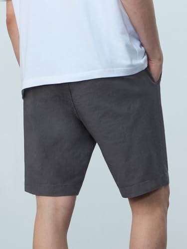 The Souled Store Chino Shorts: Storm Grey Men and Boys Buttoned Solid Regular Fit Knee Length Cotton Blend Chino Shorts