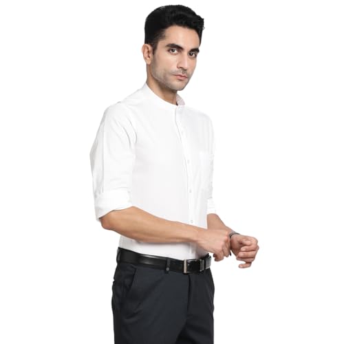 Turtle Men 100% Cotton Regular Fit Solid Full Sleeve Formal Shirt White