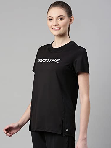Enamor Womens Athleisure A306-Dry Fit with Antimicrobial & Sweat Wicking Crew Neck Short Sleeve Breathe Active Wear T-Shirt (A30