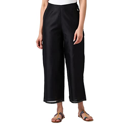 Fabindia Women Silk Regular Ijar Pant Cotton_M Black