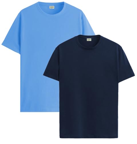 ADRO Mens T Shirts | Solid Tshirts for Men | Pure Cotton Lycra Fabric | 4 Way Stretch Smart tech Tshirt | Pack of 2 Round Neck T