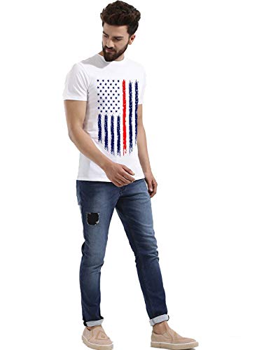 ADRO Men's Regular Fit T-Shirt (RNR-M-USA-WH_White)
