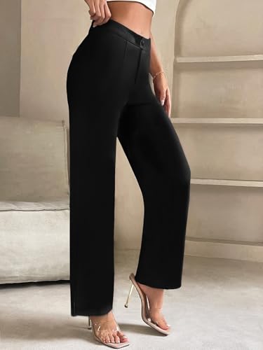 Toochki Tailored Trousers for Women | Womens High-Waisted Pant | Korean Black