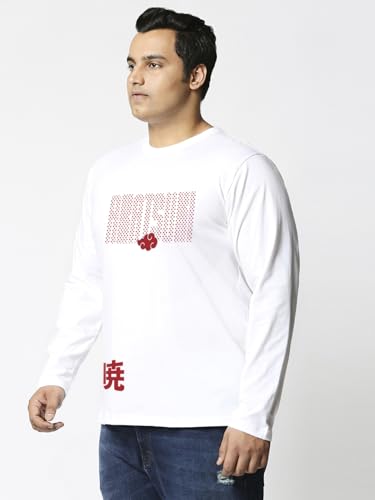 Bewakoof Plus Official Naruto Merchandise Akatsuki Mens Graphic Print Oversized Fit Full Sleeve Round Neck Cotton Plus Size T-S