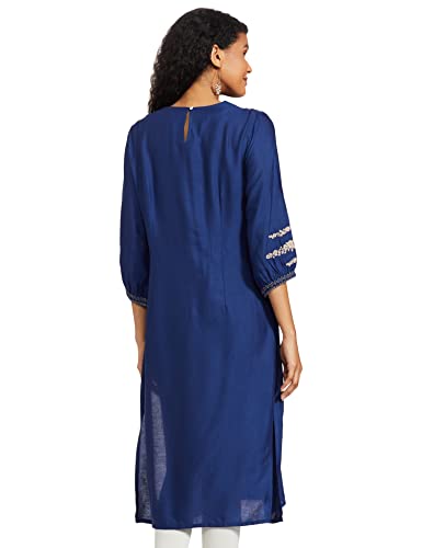 W for Woman Rayon Solid V-Neck Straight Kurta for Women