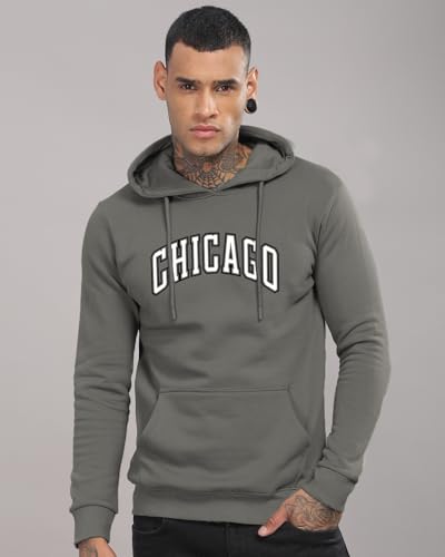 ADRO Men's Printed Hoodie - Cotton, Steel Grey, Size 36, Model H24-CAGO-SG