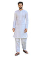 See Designs Mens Kurta - Specially Crafted And Designed For The Eid Festival White Cotton Regular Fit Embroidered Kurta Mandarin