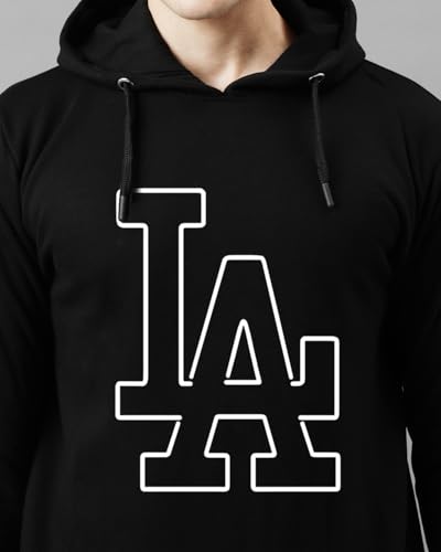 ADRO Men's Printed Hoodie, Cotton, Size 36, Black, Model H24-LA-BL