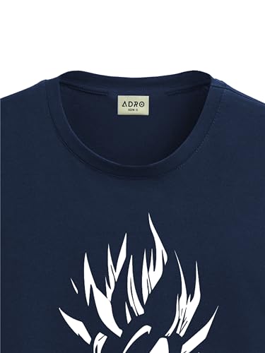 ADRO Men's Solid Regular Fit T-Shirt (RN24-GOK-NB_Navy Blue