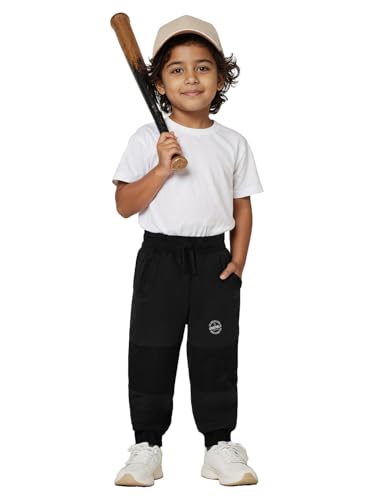 The Souled Store Cotton Joggers: Raven Boys Drawstringed Regular Fit Solid Cotton Joggers (2-8 Yrs)