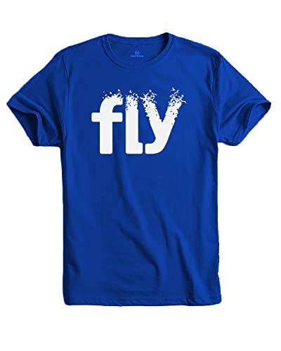 ADRO Men's Printed Cotton T-Shirt | Regular Fit | Round Neck | RNR-M-Fly-RB-XL Royal Blue