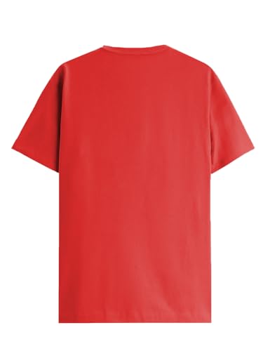 ADRO Men's Solid Regular Fit T-Shirt (RN24-NKY-RD_Red