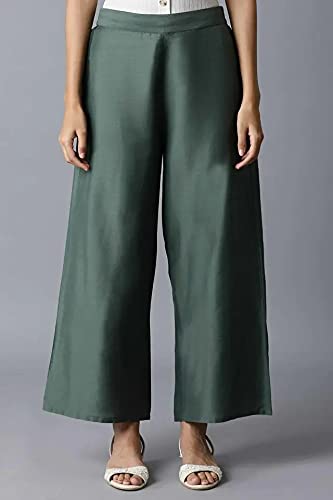 W For Woman W Strechable Parallel Pants For Women | Trousers For Women Green