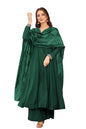 Toochki Women's Muslin Anarkali Embroidered Kurta with Palazzo with Dupattas