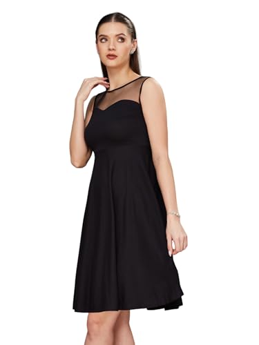 Miss Chase WomenS Super Soft Round Neck Sleeveless Short Skater Dress With A Back Cut Out Bow | 3 Colors(Mcaw14D02-67-62-05, Bla