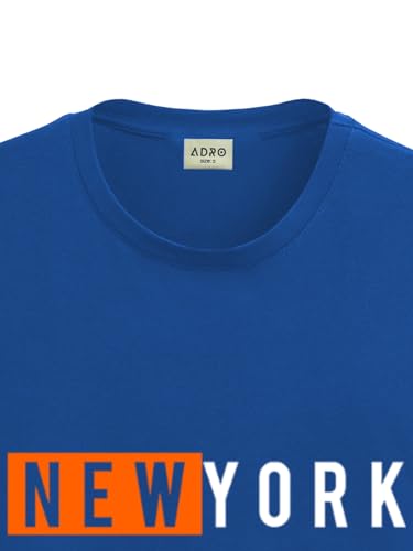 ADRO Men's Solid Regular Fit T-Shirt (RN24-NKY-RB_Royal Blue