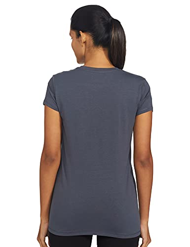 Enamor Essentials Womens Short Sleeve Crew Neck Slim Fit Breathable Stretch Cotton Tee With Graphic - E147(E147-Blue Night W/ A