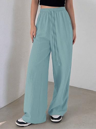 Greciilooks Trousers For Women Light Blue