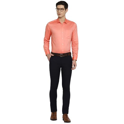 Turtle Men 100% Cotton Regular Fit Full Sleeve Peach Formal Shirt