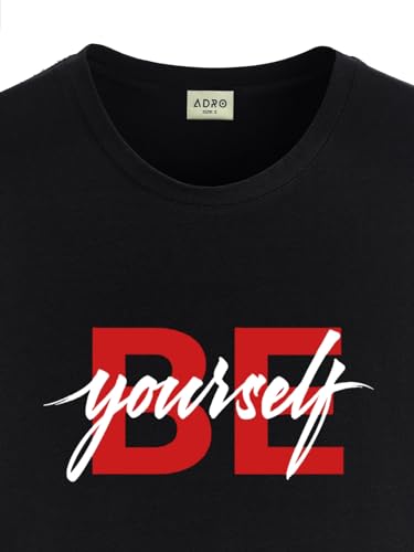 ADRO Men's Solid Regular Fit T-Shirt (RN24-BYO-BL_Black
