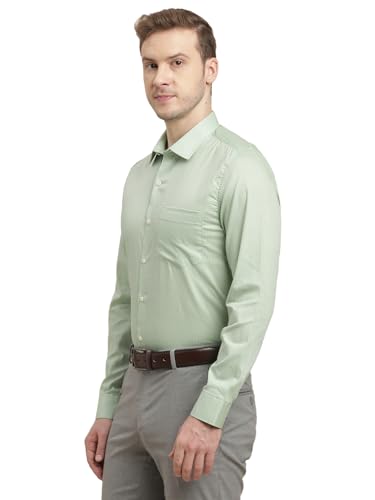 Turtle Men 100% Cotton Slim Fit Light Green Printed Full Sleeve Formal Shirt