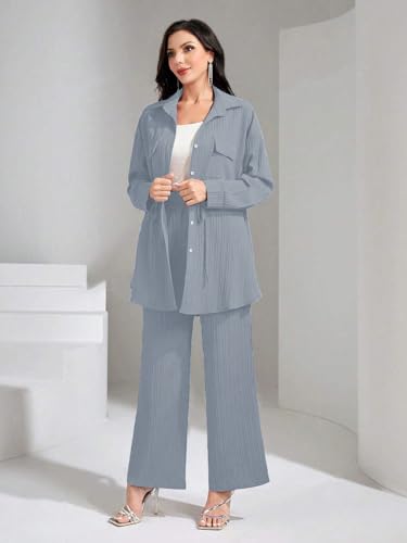Tadkee Polyester WomenS Solid Color Casual Long Sleeve Top And Pant Co-Ord Set With Pockets | Co Ord Set For Women | Kurta Set