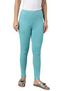 W for Woman Light Blue Solid Knitted Womens Tights