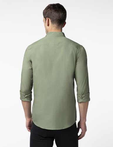 FYLTR Mens Solid 100% Cotton Casual Full Sleeves Shirt with Pocket Rifle Green