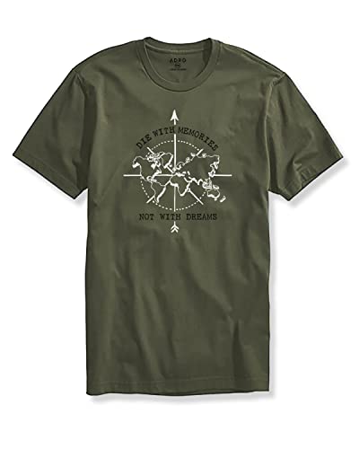ADRO Die with Memories Not with Dreams Mens Printed T-Shirt (S, Olive Green)