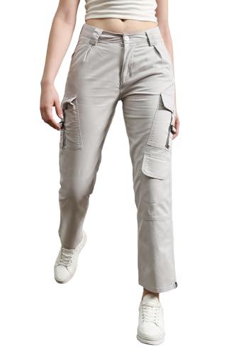 Hubberholme Women Grey Smart Casual Summer Cotton Regular Fit Solid Trousers