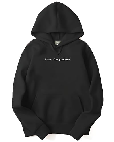 ADRO Mens Premium Cotton Fleece 340 GSM Printed Hoodies (H23-M-TRU-BL_Black_XL)