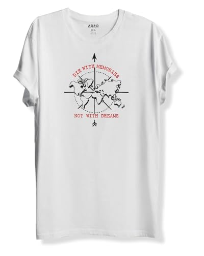 ADRO Die with Memories Not with Dreams Mens Printed T-Shirt (M, White)