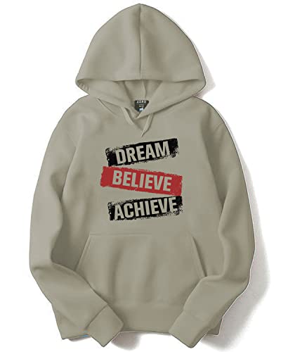 ADRO Men's Cotton Neck Hooded Sweatshirt (H20-M-DBA-CH_Beige_XL)