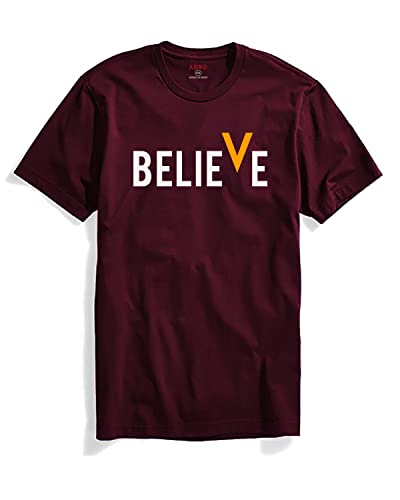 ADRO Men's Believe Design Printed T-Shirt (M, Maroon)