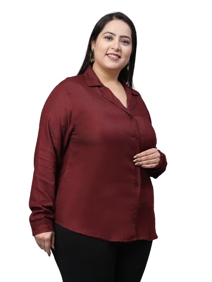Style Quotient Women Maroon Classic Lapel Collar Smart Casual Shirt