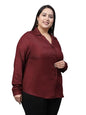 Style Quotient Women Maroon Classic Lapel Collar Smart Casual Shirt