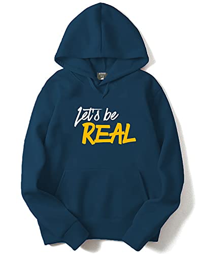 ADRO Men's Cotton Neck Hooded Sweatshirt (H21-M-REA-SB_Teal_XL)