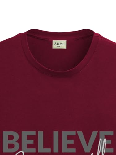 ADRO Men's Solid Regular Fit T-Shirt (RN24-INV-MR_Maroon
