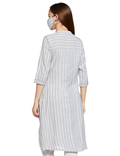 W for Woman Ecru Button Down Printed Kurta