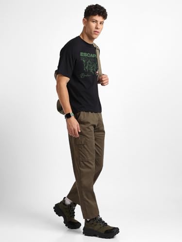 Nobero MenS Solid Oversized Fit T-Shirt (1M-Twrt-C0731_Black