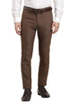 Turtle Men Poly Viscose Brown Dobby Printed Ultra Slim Fit Formal Trouser