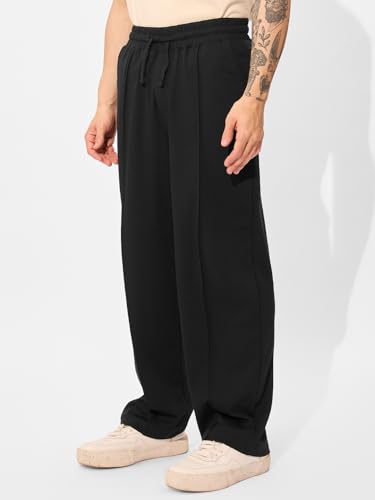The Souled Store Jet Black Men And Boys Cotton Blend Loose Fit Korean Joggers