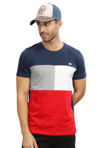 ADRO Tshirt for MenMulti Color T-Shirt for MenCotton T-ShirtMens TshirtRN8-24-NBGRRD-XL
