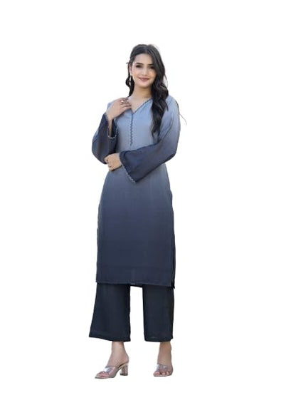 Varanga Women Ombre Grey A-Line Kurta Set