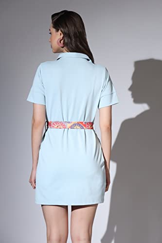 Greciilooks Weatern Dress For Women| Lycra Solid Body Con Dresses For Girls| Short Sleeve Polo Dress| Western Dress With Belt |