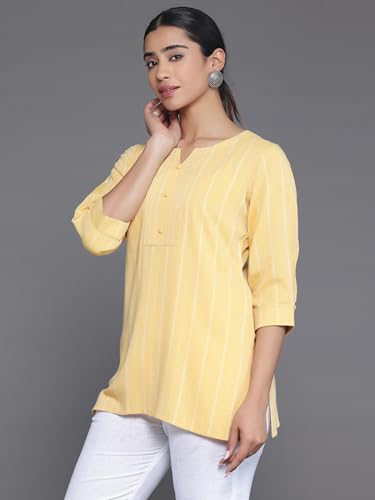 Libas WomenS Cotton Blend Regular Kurti (26894_Mustard
