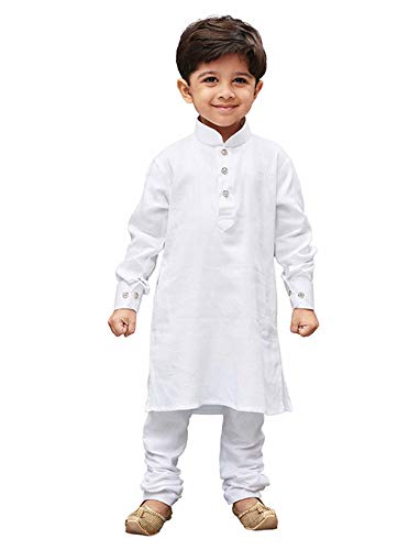 Vastramay Boys Cotton White Kurta Pyjama Set - Classic Ethnic Attire For Timeless Style, Cultural Celebrations & Independence D