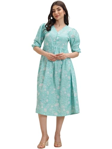 Leriya Fashion WomenS Rayon Casual Below The Knee Western Dress (Lf-W.Dress-Wd1323_Green