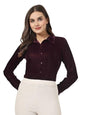 Style Quotient Women Wine Velvet Regular Fit Formal Shirt